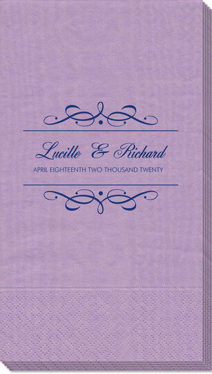 Royal Flourish Framed Names with Text Moire Guest Towels